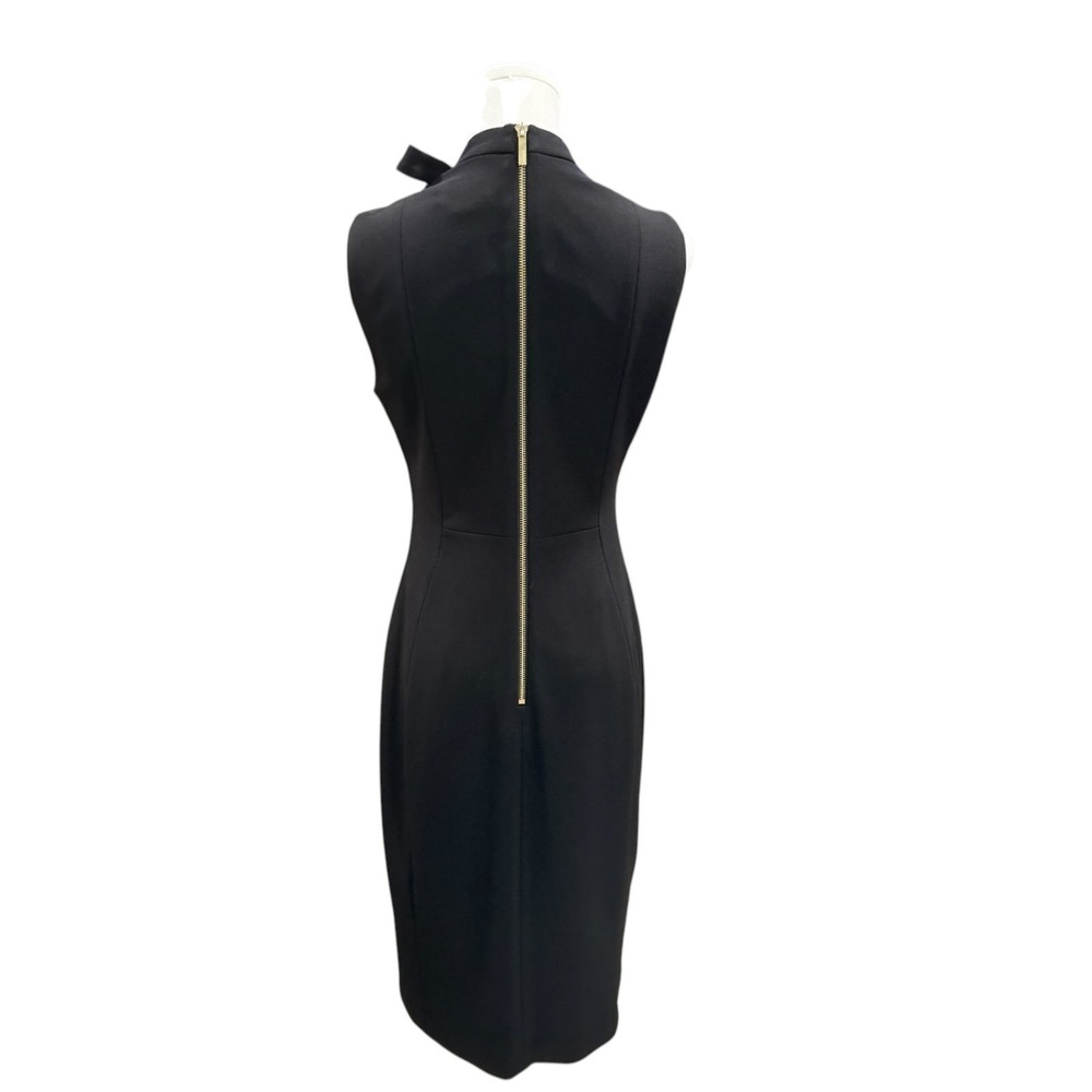 Calvin Klein Black Sheath Midi Dress LBD Office Career Old Money Elegant Size 6 - Picture 8 of 9